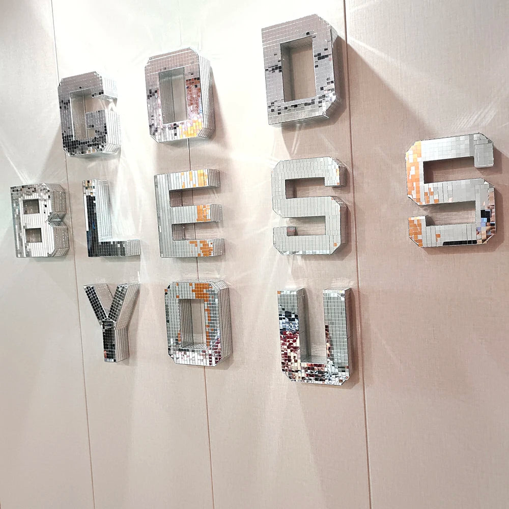 FngJiuyer 8in Letter & Numbers Disco Wall Decor A-Z 0-9