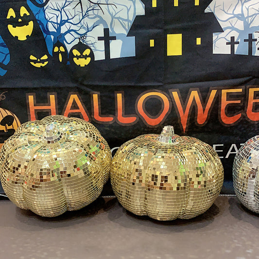 FngJiuyer Pumpkin-Shped Disco Ball Mirror Halloween Decoration