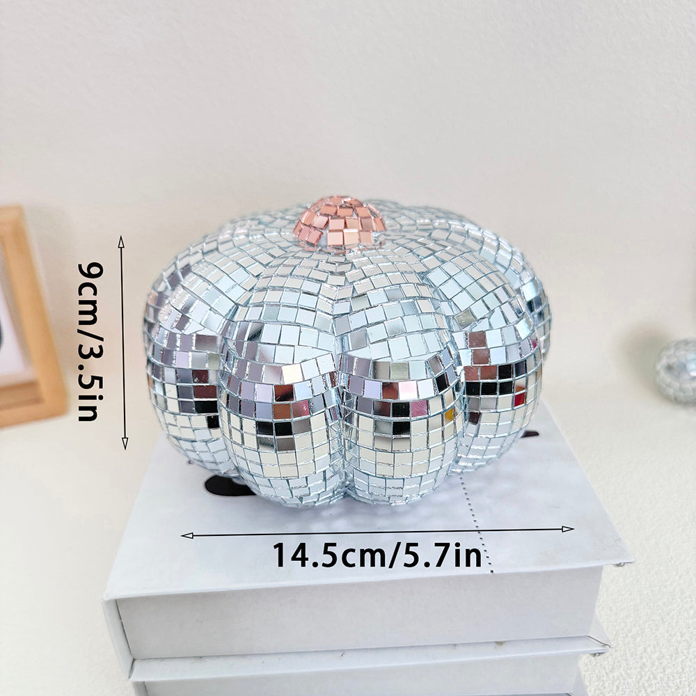 FngJiuyer Pumpkin-Shped Disco Ball Mirror Halloween Decoration