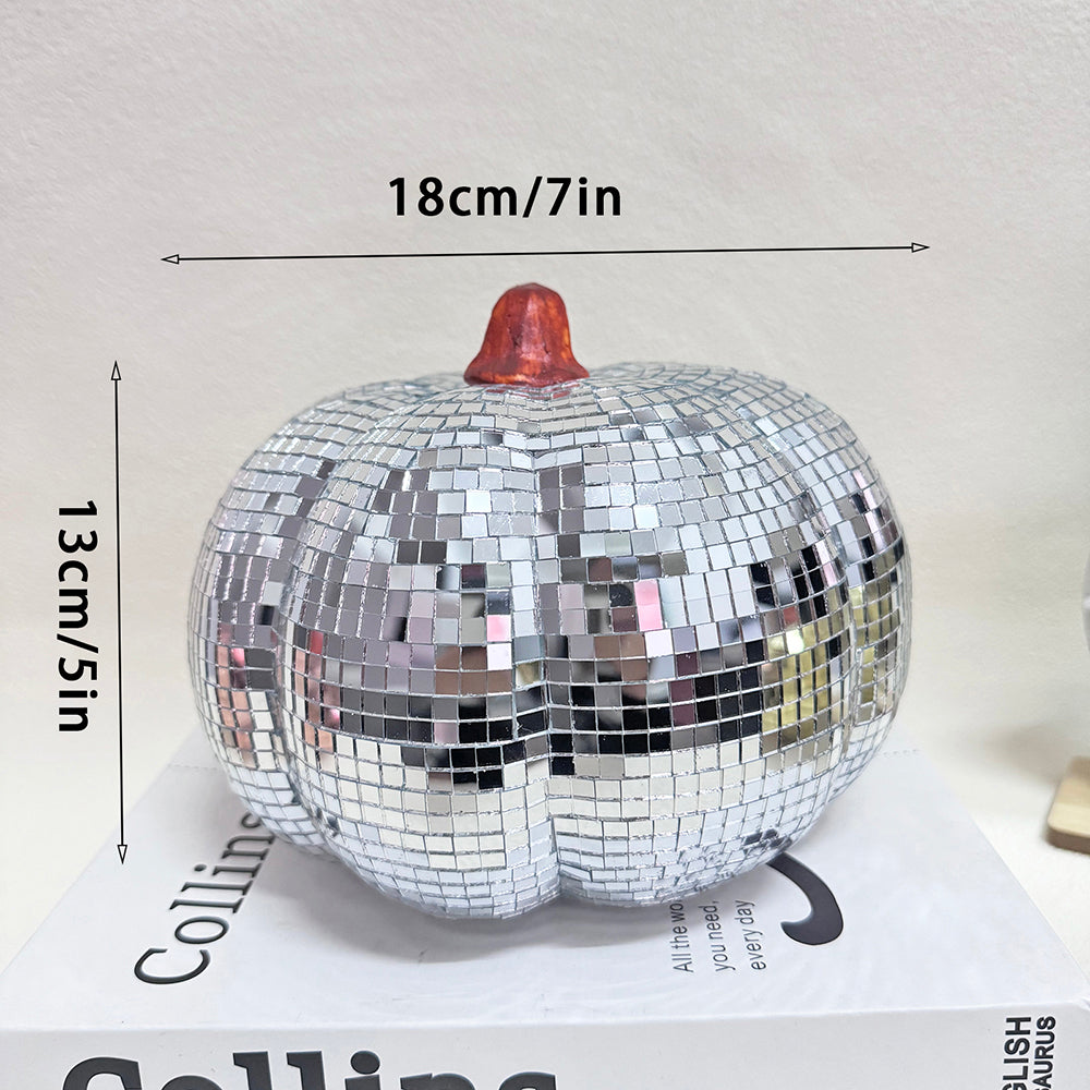 FngJiuyer Pumpkin-Shped Disco Ball Mirror Halloween Decoration