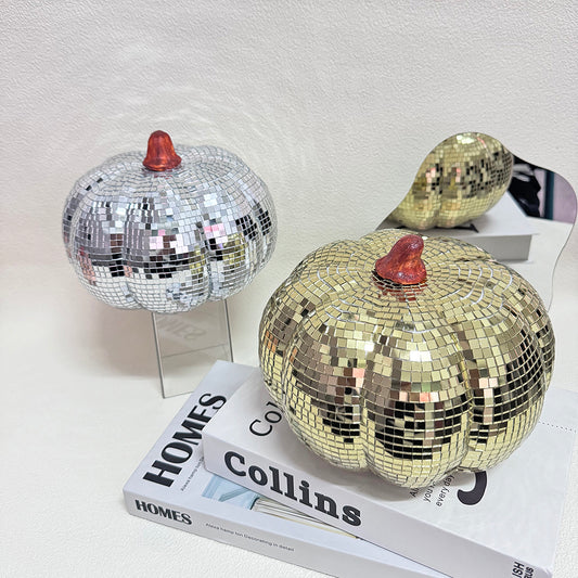 FngJiuyer Pumpkin-Shped Disco Ball Mirror Halloween Decoration