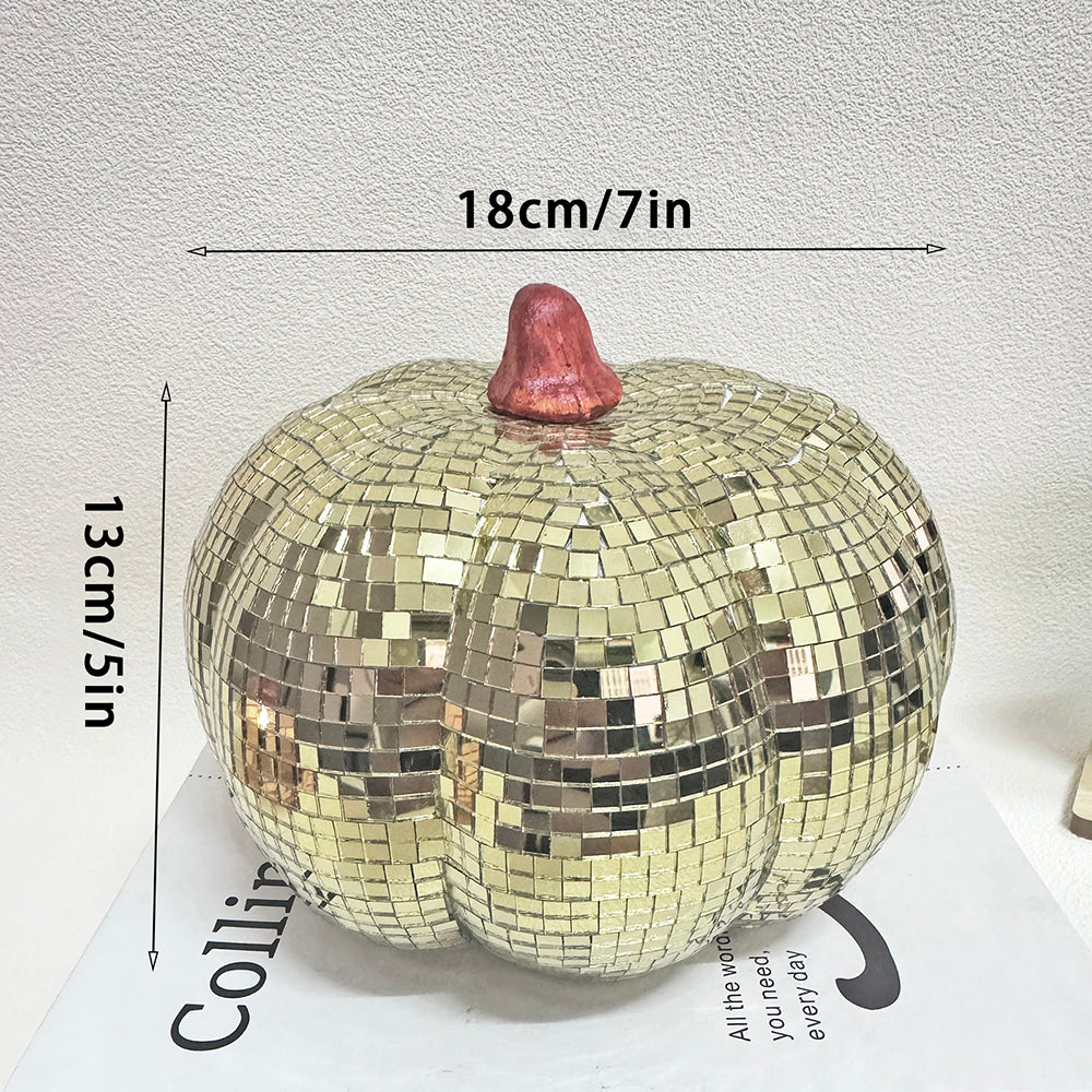 FngJiuyer Pumpkin-Shped Disco Ball Mirror Halloween Decoration